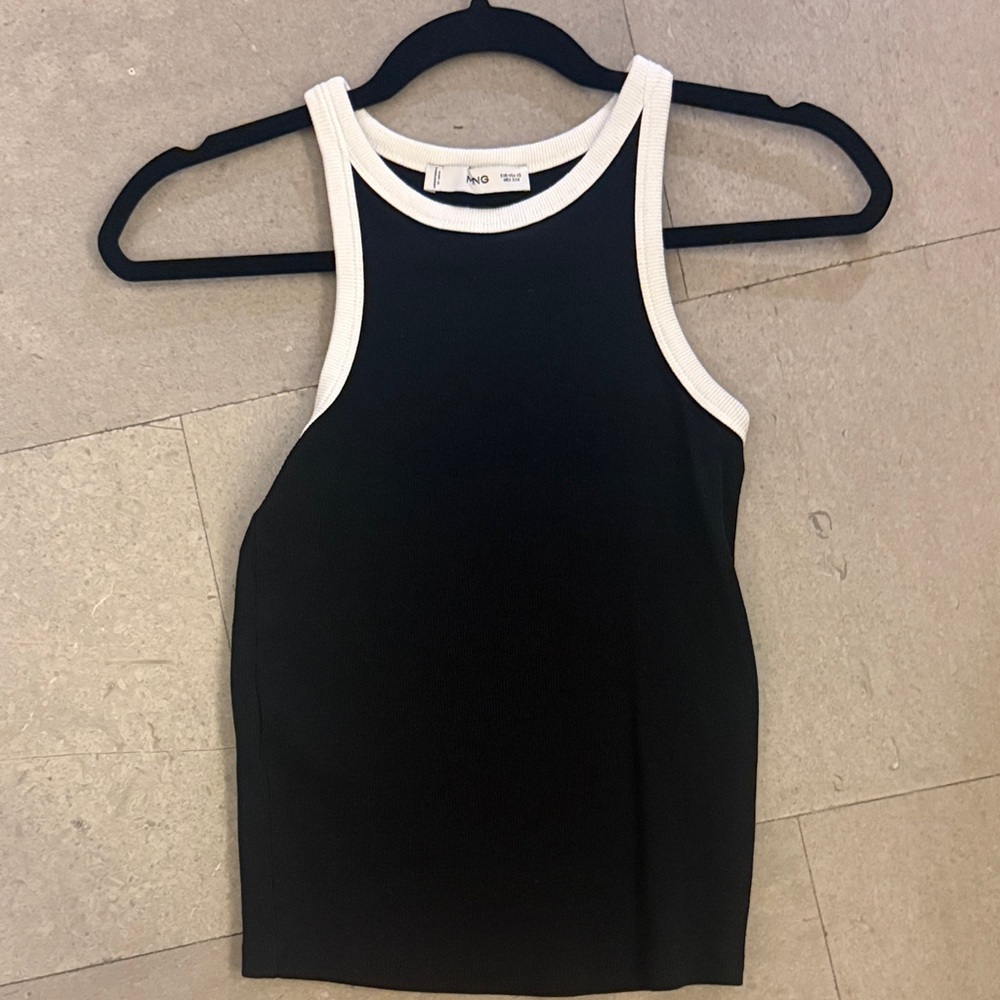 Mango black white top